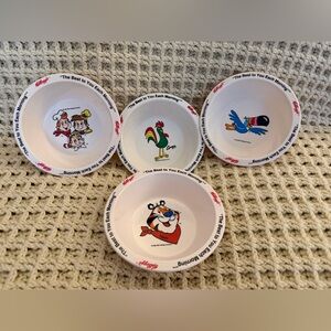 Vintage Kellogg’s Cereal Bowls, Complete 1995 Collector Set Of 4 Plastic